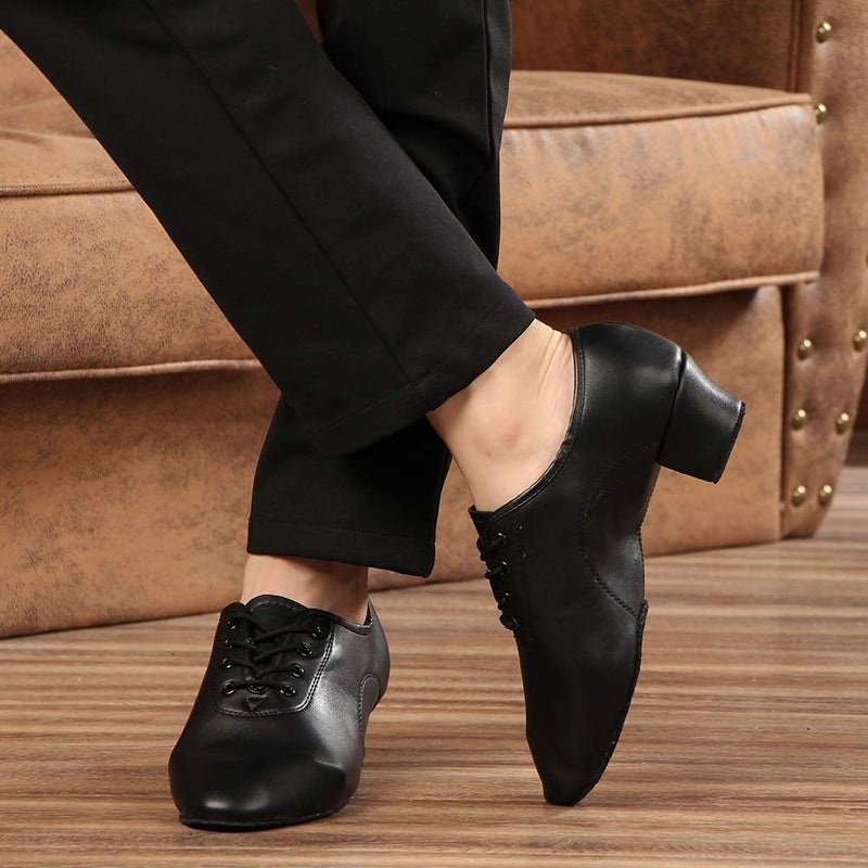 HROYL Little Boy Big Kids Men Latin Dance Shoes Leather lace-up Ballroom Shoes Tango Salsa Performence Practice Dance Shoes Z-238 - Image 5
